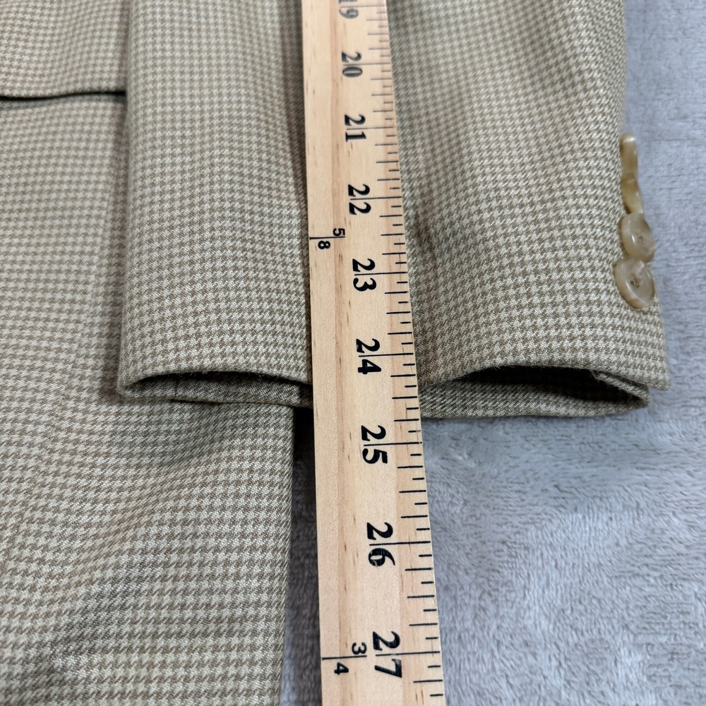 Lauren Ralph Lauren Mens 44R Silk Wool Houndstooth Sport Coat Blazer Tan Cream - Picture 9 of 12